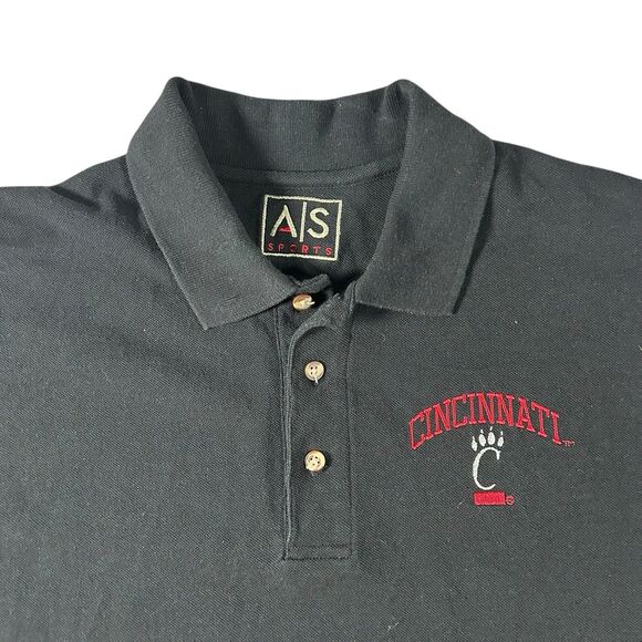 Vtg University Of Cincinnati Bearcats Polo Shirt Men’s XL Black AS Sports Y2K - Picture 1 of 9